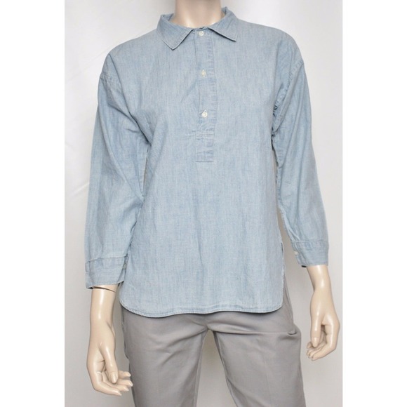 Ralph Lauren 1/2 Button Down 3/4 Sleeve Denim Shirt Top Indigo 4/10/12 Nwt $89 - Picture 2 of 7